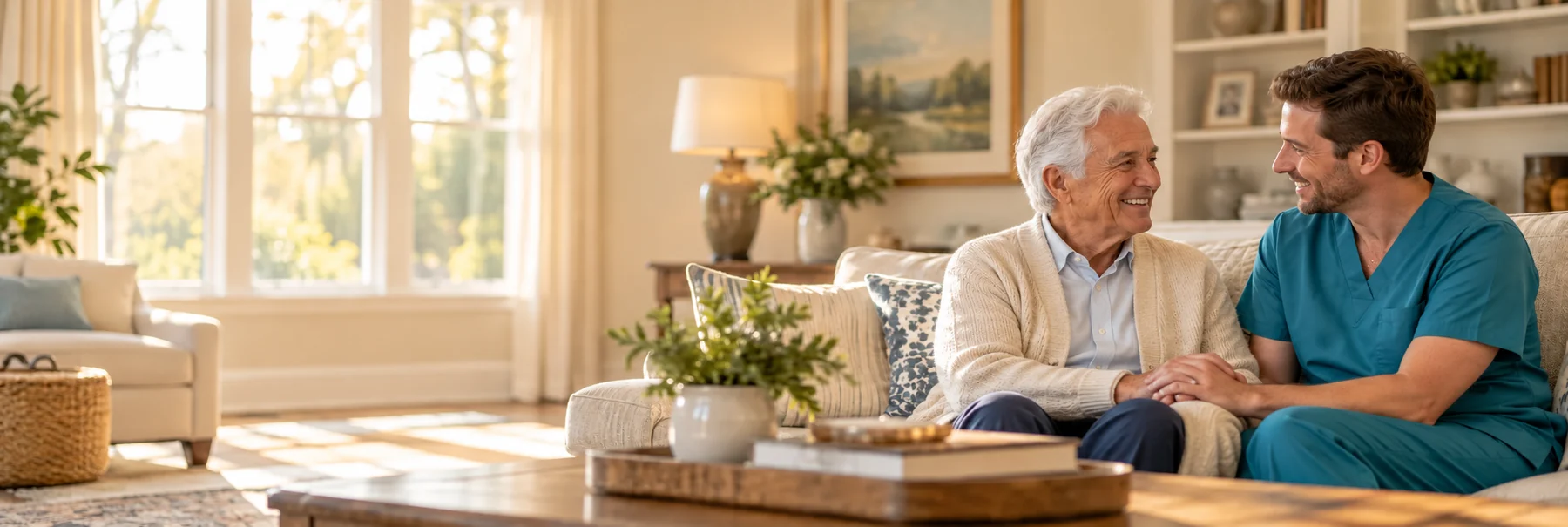Illustrative older man in a home-like setting