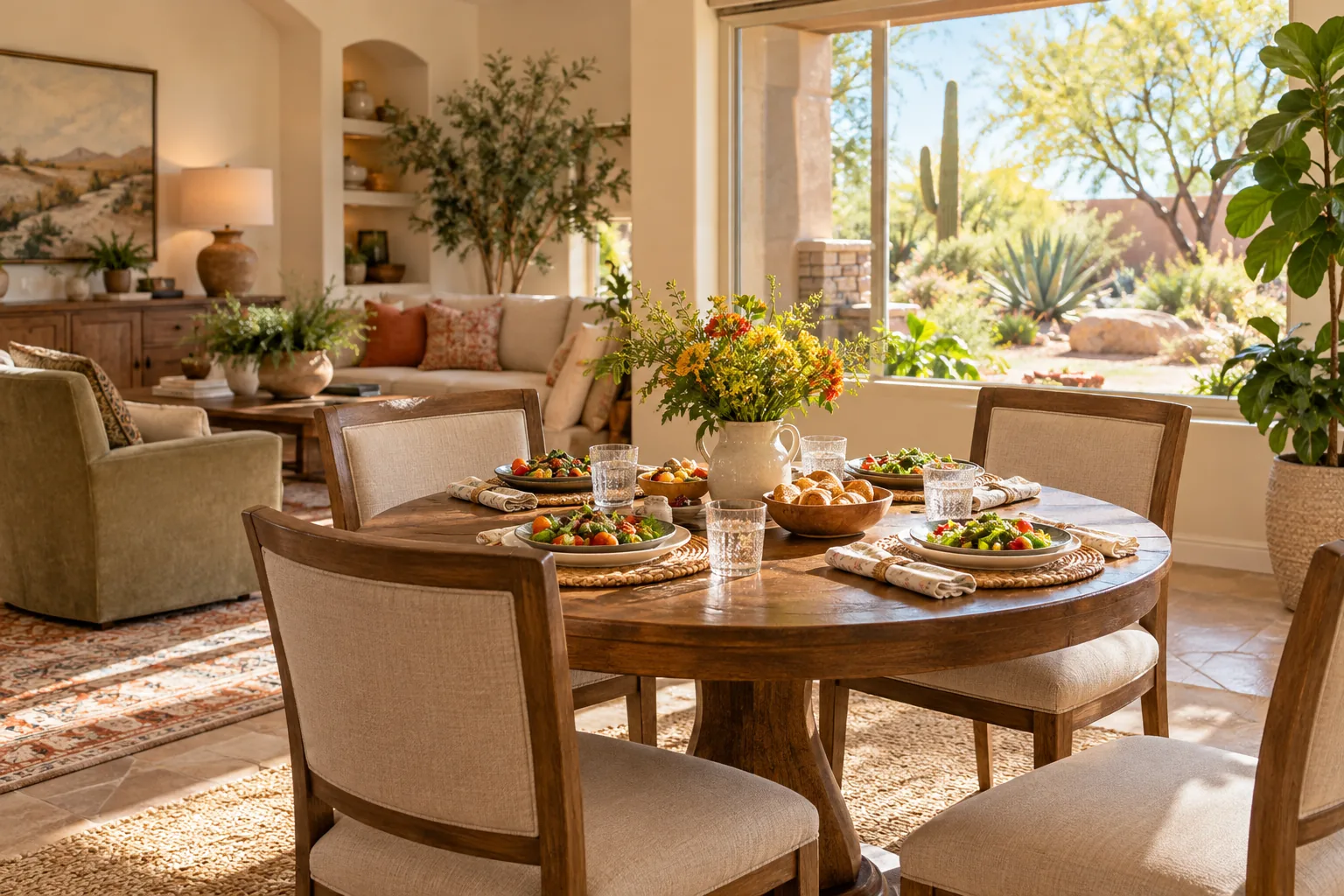 Illustrative shared living and dining space